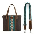 thumbnail image 5 of Wrangler Weatern Tote Bag for Women Medium Sized Aztec Handbags with Crossbody Strap, Coffee-turquoise, 5 of 7