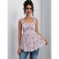 thumbnail image 4 of Women's Maternity Tank Tops Floral Babydoll Top Square Neck Smocked Peplum Blouse Shirts XL, 4 of 8