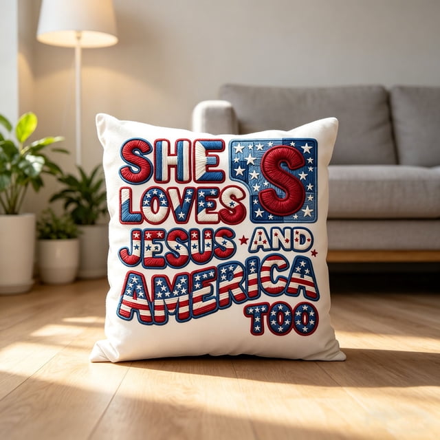 Linnome Polyester Printed Short Plush Pillowcase Double Sided Independence Day Pattern for Couch Bedroom Decoration 17.7x17.7in Multicolor#03