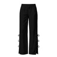 thumbnail image 4 of hoksml Women's Wide Leg Pants, Elastic Waist Casual Trousers with Side Slit and Bow Details, Loose Fit Pants for Summer Daily and Vacation Wear, 4 of 6