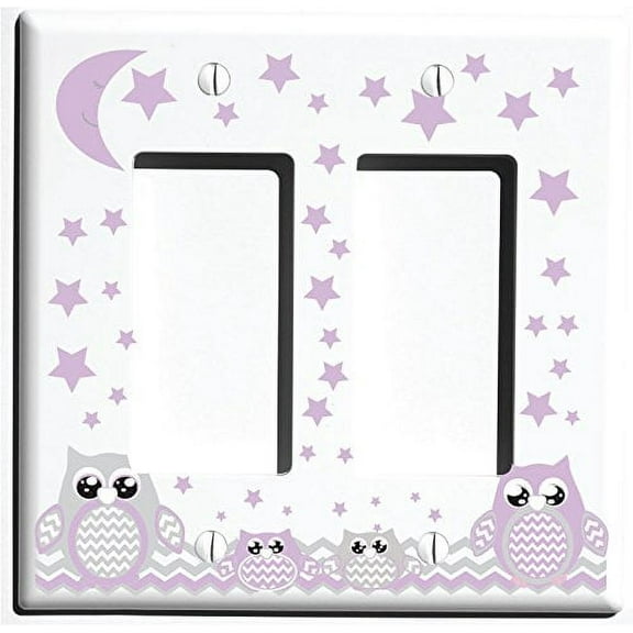 Grey and Purple Owl Light Switch Wall Plate Covers and Outlet Covers / Owl Nursery Decor