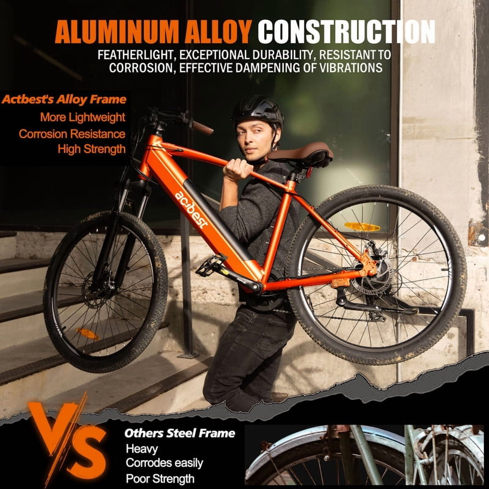 Actbest Core Electric Bike for Adults, 27.5" Step Thru Electric Bicycle, Peak 750W Brushless Motor, 48V Removable Battery, up to 20MPH Cruiser Ebike with 7-Speed (Orange)