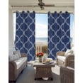 thumbnail image 6 of Navy Blue Moroccan Blackout Curtains for Bedroom Living Room Darkening Curtains 63 Inches Long Morocco Geometric Quatrefoil Plaid Window Curtain 2 Panels Set Window Treatment Grommet Drapes 52"x63", 6 of 9