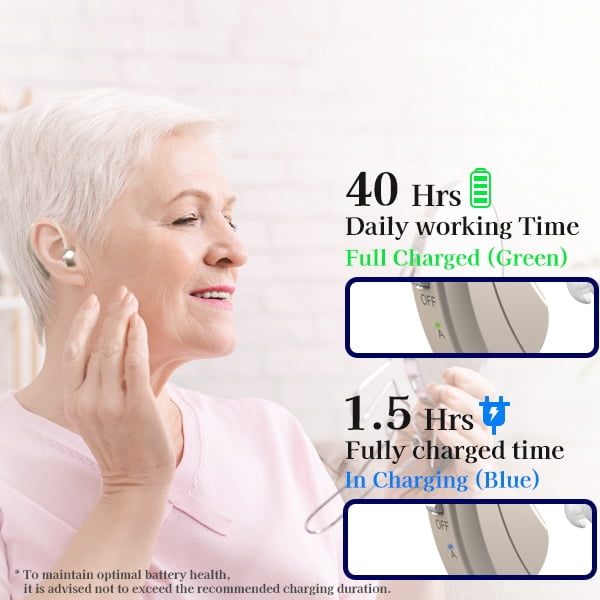 HIBRIQ Rechargeable Hearing Aids with Noise Cancelling, Feedback Cancellation & Clear Speech for Seniors HH-1220AX
