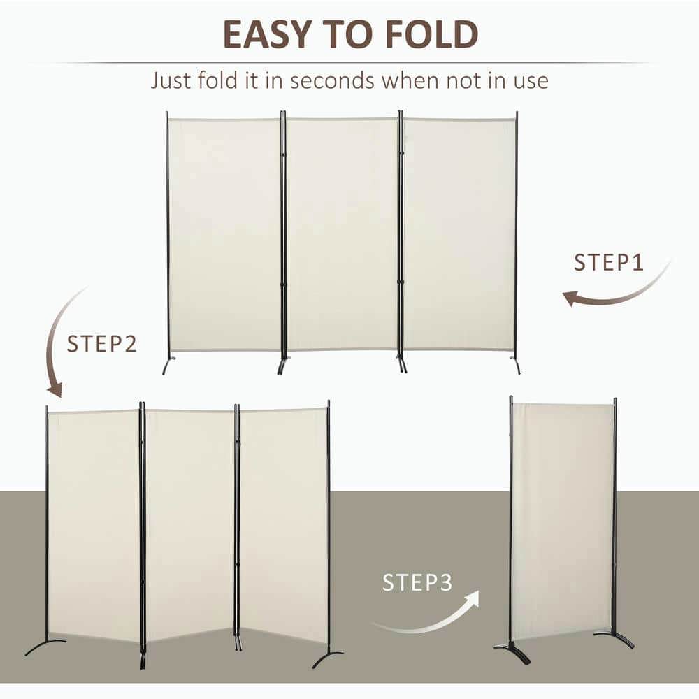 Spaco 6' 3 Panel Room Divider, Functional and Stylish Privacy Screen for Indoor as Living Room, Entryway, Beige