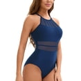 thumbnail image 5 of BOBOGOJP Women Tummy Control One Piece Swimsuit Modest Bathing Suit Full Coverage High Neck Swimwear Blue for Size XXL, 5 of 6