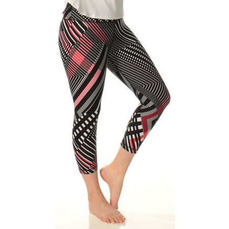 Best TOMMY HILFIGER Womens Black Mid Rise Printed Active Wear Leggings  Size: M deal