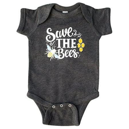 

Inktastic Save The Bees with Bee Illustration with Color in White Gift Baby Boy or Baby Girl Bodysuit