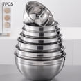thumbnail image 2 of 7X Mixing Bowls Salad Bowl Mirror Finish Rice Snack Cereal Bowl Snack Cereal Food Storage Basin Kitchen Dining Cooking Tableware White Lid, 2 of 9