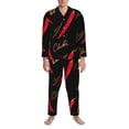 thumbnail image 3 of Picia Hot Chili Pattern Men’s Long-Sleeve Sleepwear Set - Soft 2-Piece Loungewear with Pockets, Comfy PJs for Relaxing Nights-Small, 3 of 7
