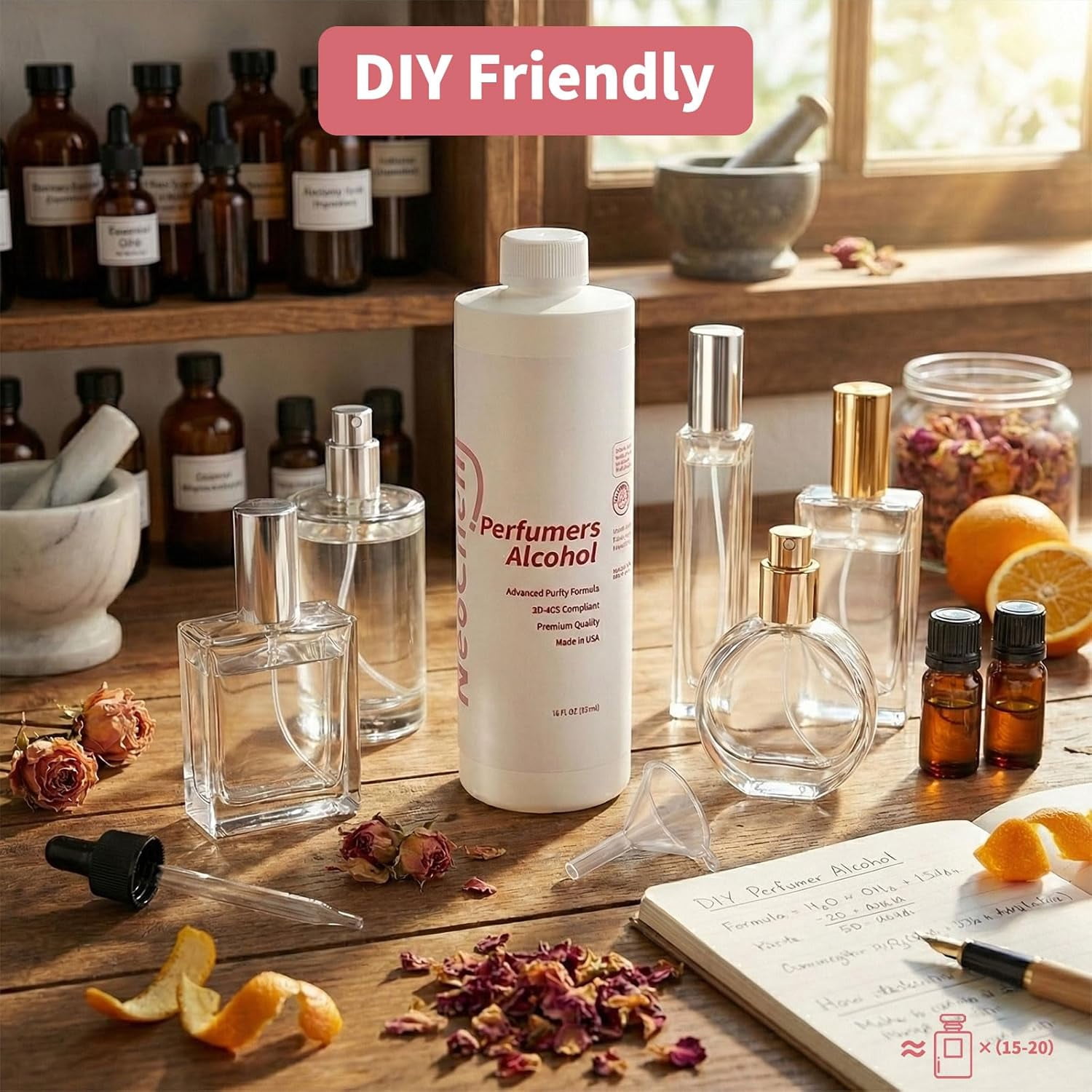 Perfumers Alcohol,Premium SD 40B Compliant Perfume Base, High Purity Denatured Ethanol for DIY, Professional & Luxury Fragrance Making(16oz)