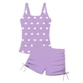 thumbnail image 5 of HAOTAGS Girls Swimsuit,Polka Dot Printed Adjustable Spaghetti Strap Summer Surf Tankini 2 Piece Set Purple Size 9, 5 of 9