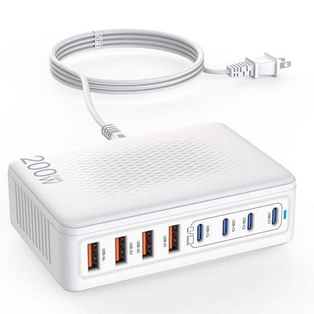 Estación de carga Fitquipment USB C con puerto GaN 8 de 200 W para iPhone