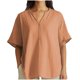 thumbnail image 1 of Vestidos Casuales Para Mujer, Blusas De Mujer De Moda Suéter informal de lino para mujer, de manga corta, con cuello en V y cuello alto, multicolor, 1 of 5