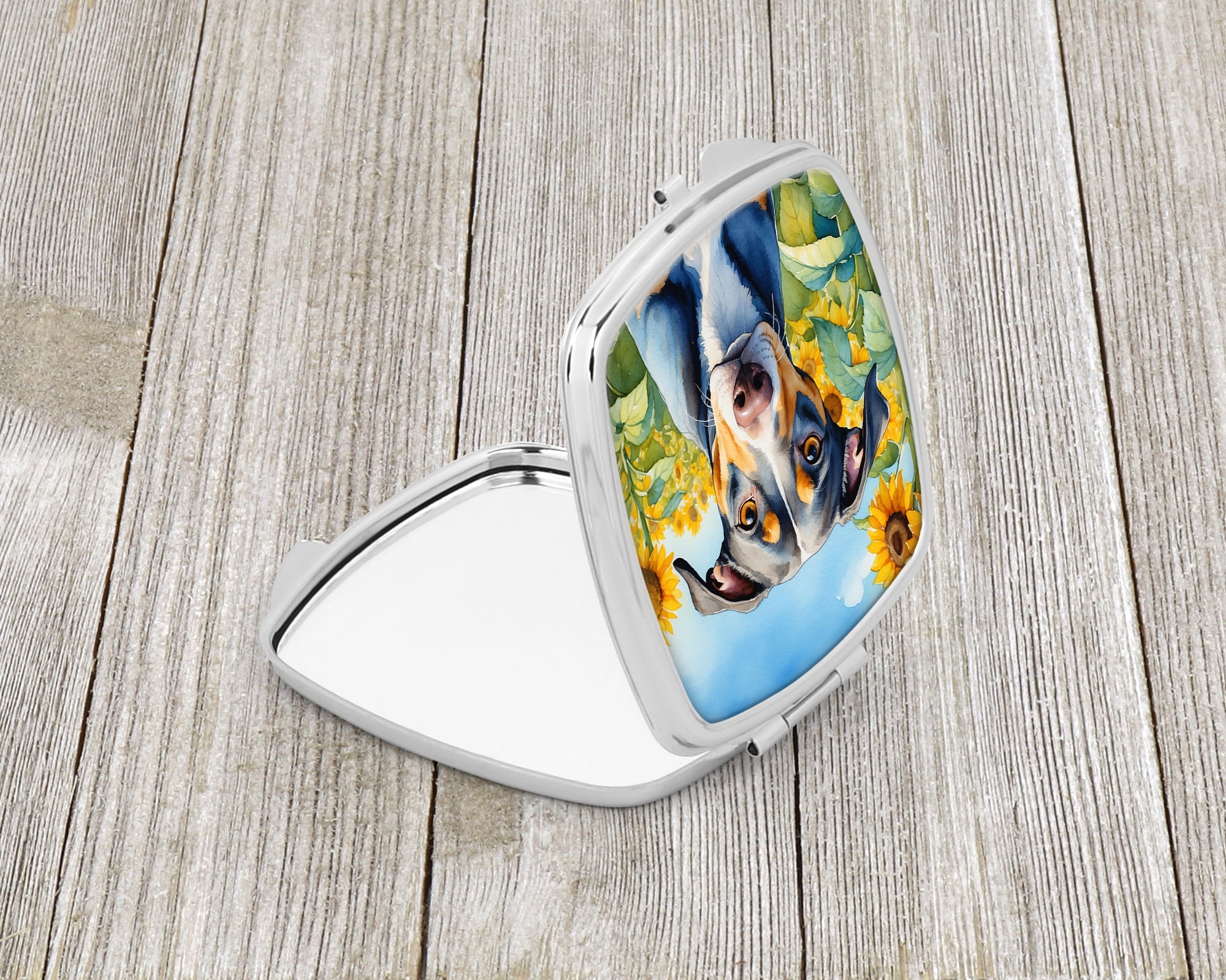 Catahoula in Sunflowers Compact Mirror 2.75 in x 3 in