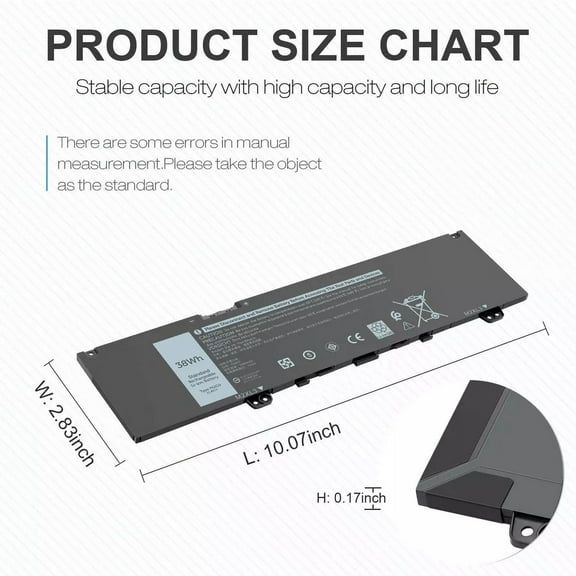 38Wh F62G0 Battery For Dell Inspiron 13 7000 7370 7373 7380 7386 5370 P83G P87G