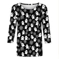 thumbnail image 5 of Women Halloween Ghost Pumpkin Bat All Over Print Crew Neck 3/4 Sleeve Casual T-Shirt Black 3XL, 5 of 5