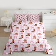 thumbnail image 3 of Homewish Retro Cowgirl Boots Bedding Comforter Set,Cartoon Bowtie Ribbon Twin Comforter Sets,Rustic Farmhouse Cabin Bedding Set For Girls Kids,Breathable Home Decor Reversible,2 Pieces, 3 of 9
