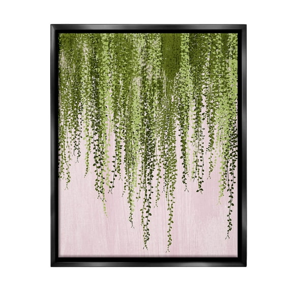 Stupell Industries Willow Leaves on Pink Botanical & Floral Painting Black Floater Framed Canvas Art Print Wall Art, 17 x 21