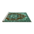 thumbnail image 2 of Ahgly Company Machine Washable Indoor Round Medallion Turquoise Blue Traditional Area Rugs, 4' Round, 2 of 4