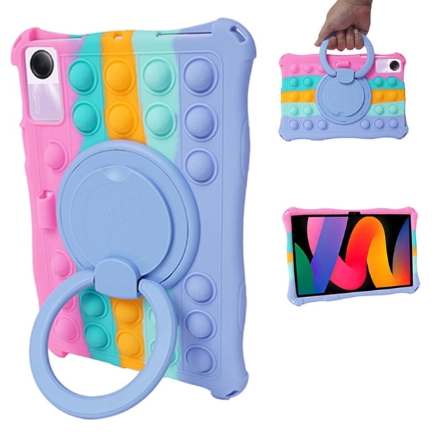 SKALO Xiaomi Redmi Pad SE Shockproof Armor Popit Silicone Case - Rainbow multicolor