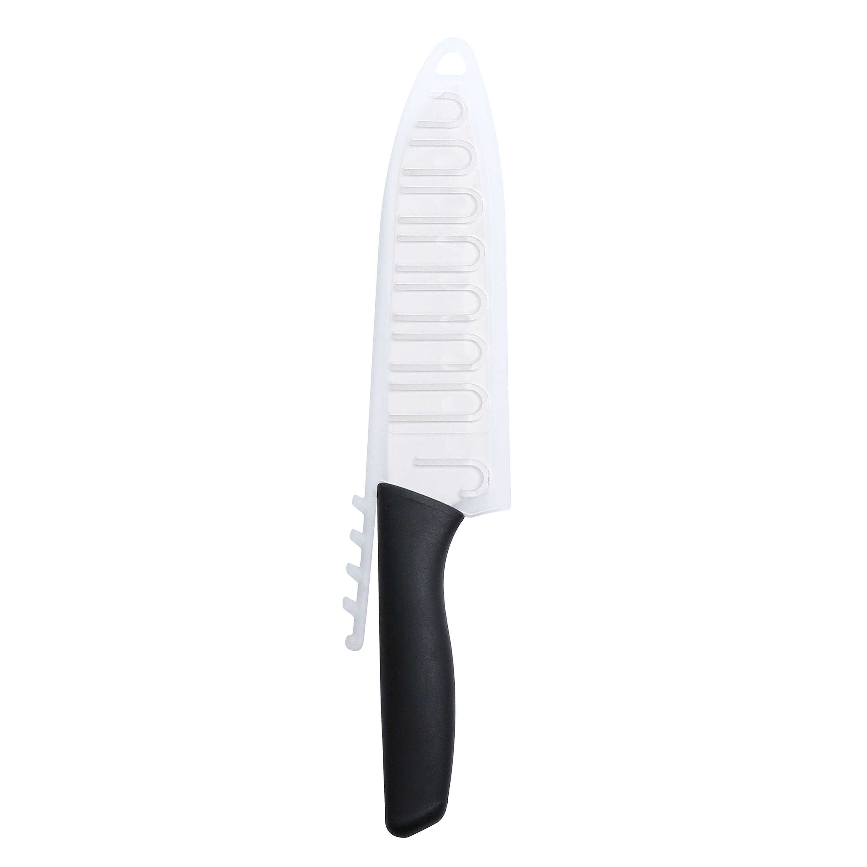 Mainstays 5" Stainless Steel Santoku Kitchen Knife Black with Sheath