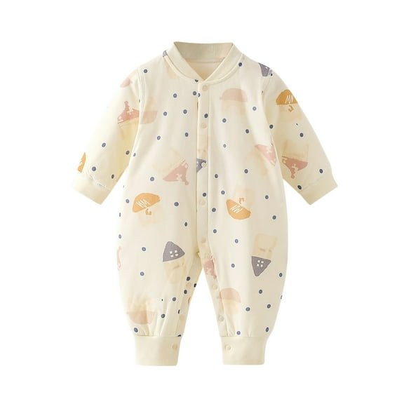 Hwmodou Girls Jumpsuits Unisex Cotton Blend Baby Clothes Jumpsuit Crawling Pajamas Fall Winter Casual Jumpsuit,3-6M