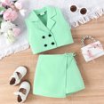 thumbnail image 2 of Outfit for Girls 3T Little Child Girls Suit Undershirt Jacket Camisole Bottoming Shorts Summer Fashion Casual Suit Z6-Green, 2-3 Years, 2 of 7