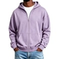 thumbnail image 4 of IAJDKMEK Zip Up Hoodie for Men - Solid Casual Winter Jacket with Soft Interior, Ribbed Cuffs, Great for School, Light Sports, and Everyday Casual Outfits,Purple L, 4 of 4