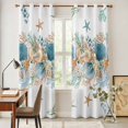 thumbnail image 3 of Beach Coastal Kitchen Curtains Window Panels, Nautical Shell Starfish Coral Summer Insulated Window Treatment Curtain, Grommet Curtains for Bedroom/Living Room/Bathroom, 2 Piece 42"Wx84"L, 3 of 8