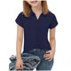 thumbnail image 4 of Top de Manga Corta para Niños Rayas Botón Arriba Camiseta Casual Suéter Algodón Mezcla Blusa Medio a Grande Verano, 4 of 7