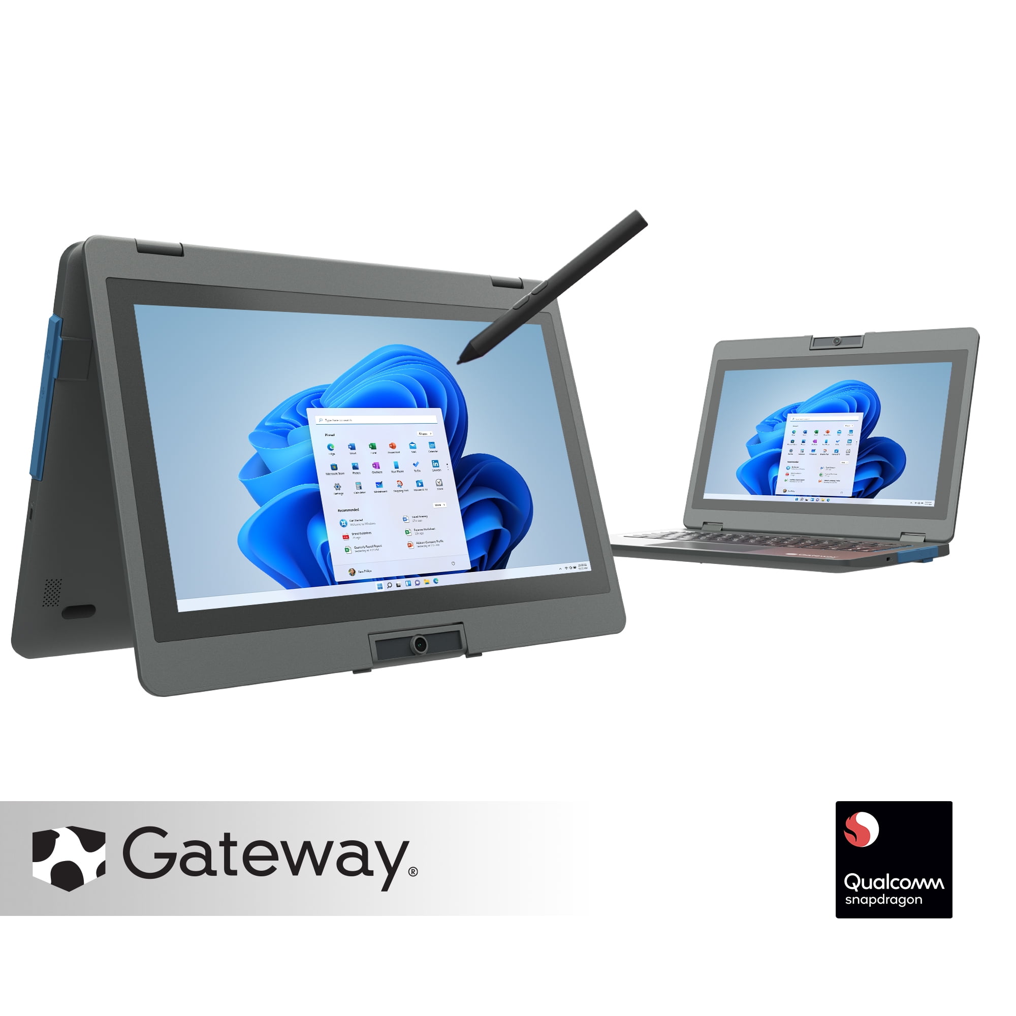 Gateway 11.6" 2-in-1 Convertible Notebook, HD, Snapdragon™ 7c Compute Platform, LTE Compatible, Shockproof, Water Resistant, 4GB/64GB, 2MP Camera, Windows 10 S, Microsoft 365 Personal 1-Year Included