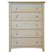 Solid Wood Five Drawer Chest Natural
