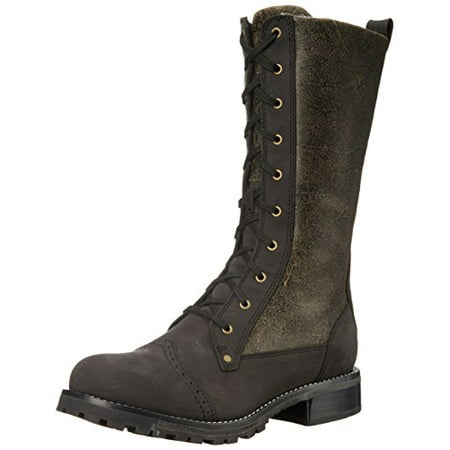 Woolrich Womens Santa Fe Leather Crackled Combat Boots