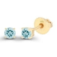 thumbnail image 2 of Decadence 14K Yellow Gold Plated Sterling Silver 3mm Round Natural Aquamarine March Birthstone Screwback Stud Earrings, 2 of 5