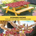 thumbnail image 6 of Red Striped Table Cloths for 3 Foot Rectangle Tables, Classic Minimalist Waves Lines Pattern Patio Waterproof Elastic Fitted Tablecloths, Washable Rectangular Table Cover for Camping, 6 of 8