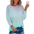 thumbnail image 2 of KBODIU Womens Plus Size T-Shirts Gradient Tie-Dye Print Casual Blouses Tops Oversized 3/4 Sleeve Round Neck Loose Fit Blouses Fall Clothes Basic Pullover, 2 of 4
