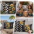 thumbnail image 5 of Sunflower Outdoor Waterproof Pillow Covers, Summer Botanical Bee Black Plaid Decorative Rectangle Throw Pillowcase Sofa Cushion Sham for Patio/Couch/Chair, 20"x12" 2 Pack, 5 of 8