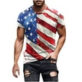 thumbnail image 2 of Blusas y camisas de manga corta y cuello redondo para hombre. Blusas de manga corta con cuello redondo y estampado del Día de la Independencia para hombre. Blusa para hombre., 2 of 5