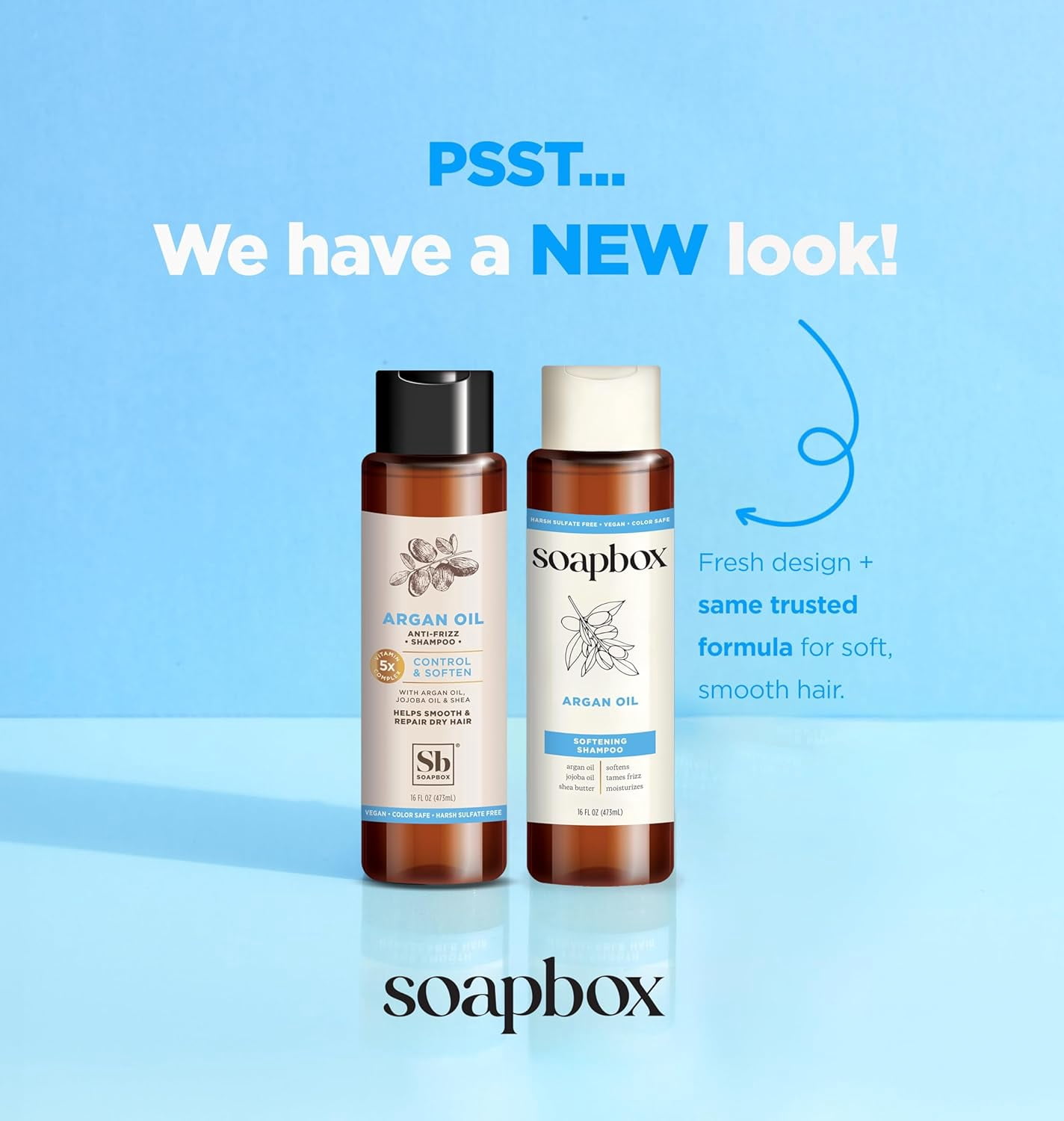 Soapbox Shampoo Control & Soften, Argan Oil, Helps Smooth & Repair Dry Hair, 16oz (Pack of 3)