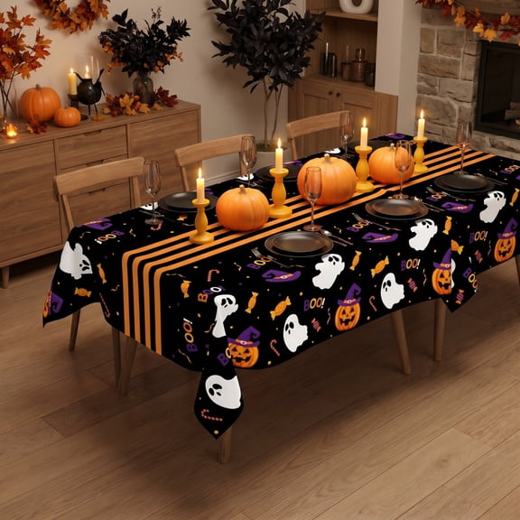 Kugisaki Halloween Decoration Fall Table Runner with Colorful Pumpkin Colorful Table Runner for Dining Kitchen Home Decor