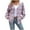 Purple, variant on Snoarin Shirts for Women Fashion Loose Fitting Long Sleeved Plaid Cardigan Hooded Top Cardigan Shirt S-2XL