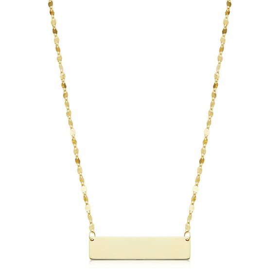 Au Naturale 14k Yellow Gold 1-Inch Bar Plate Adjustable Length Choker Necklace for Women (adjusts to 15 or 16 inch)