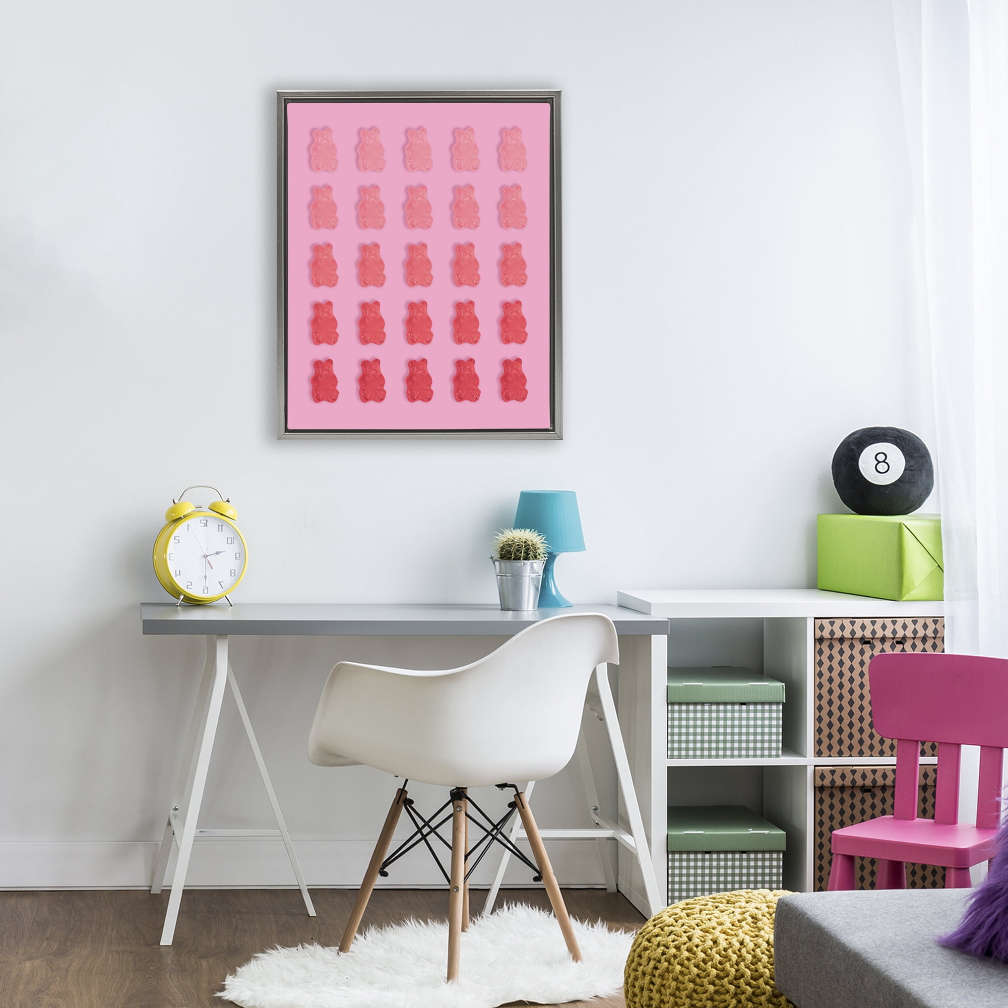 Stupell Industries Sweet Pink Gummy Bears Gray Framed Floater Canvas Wall Art, design by LISH Creative
