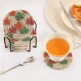thumbnail image 6 of 6 Pcs Drink Coasters with Holder 3.94in Woven Coasters for Drinks Green and Red Maple Leaves Coaster Set for Protection Table, 6 of 7