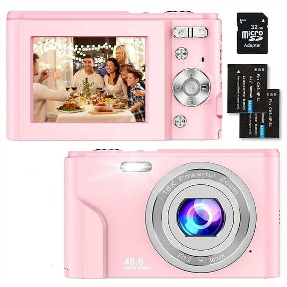 Zostuic Digital Camera for Teens Kids, 1080P 48MP Kids Camera with 16X Digital Zoom, Compact Kid Camera Christmas Gift/Birthday Gift for Kids Girls Boys Adults Beginners