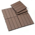thumbnail image 2 of Wood Plastic Composite Deck Tiles Set of 20, Sustainable Composite Decking Resist Rust, Water, Weather, Easy to DIY & Maintain, Ideal for Patios, Balconies, Rooftops, Coffee Color, 2 of 12