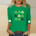 thumbnail image 4 of vdgthytj T-Shirts pour Femmes de la Saint-Patrick à Manches 3/4, Grande Taille, Col Ras du Cou, Trèfle, T-Shirt Graphique pour les Fêtes, 4 of 5