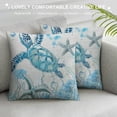 thumbnail image 3 of Creowell Nautical Coastal Pillow Covers  Turtle Coral Starfish Seashell Ocean Themed Decorative Cushion Cover Beach Throw Pillow Covers for Home Sofa Couch Outdoor Decor White, 3 of 5