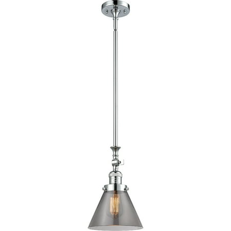 

Polished Chrome Tone Mini Pendants 8 Wide Plated Smoke Glass Steel/Cast Brass Medium Base LED 1 Light Fixture